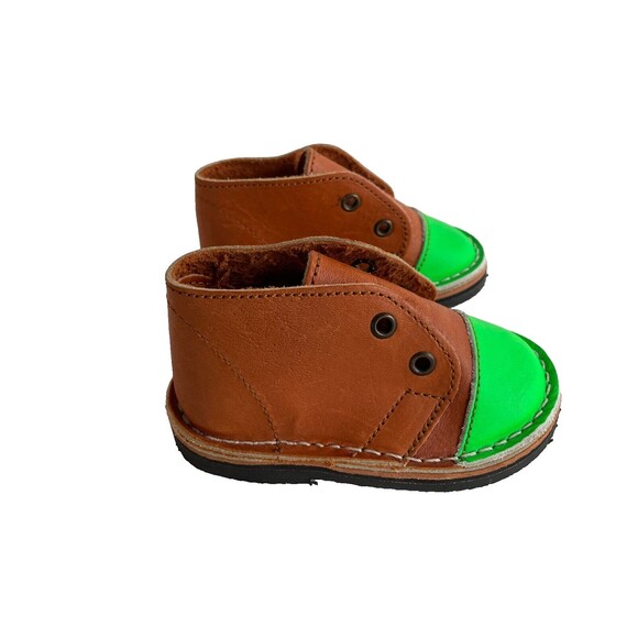 Brother Vellies Minis Leather Chukkas Brown & Green Baby Toddler Size 5  $150 - Picture 5 of 12